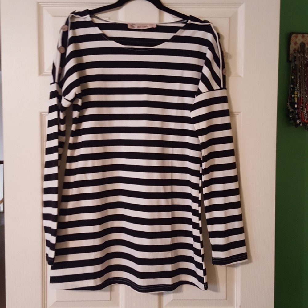 Black and White striped Tunic